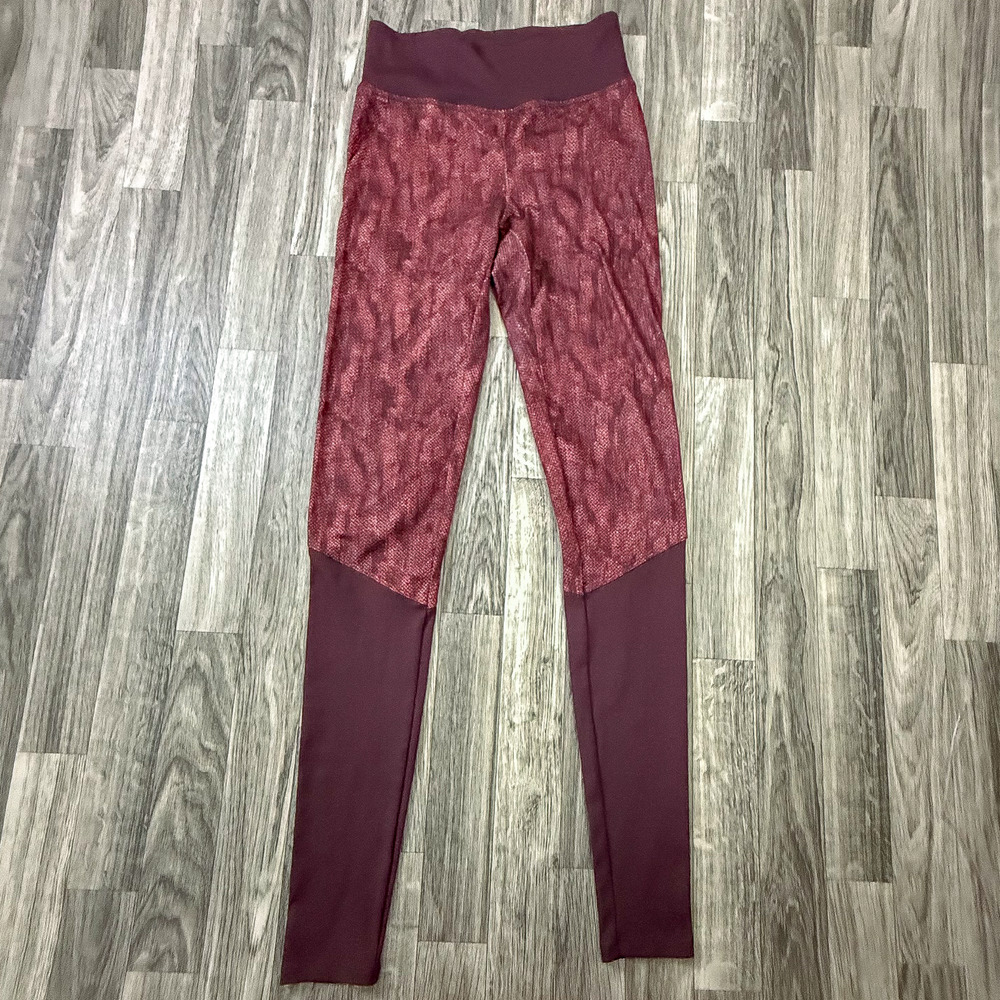 JoyLab Burgundy Textured High Rise Leggings Extra Small XS Stretchy Workout Pant